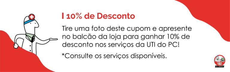 Cupom de 10% de desconto: tire uma foto e apresente no balcão